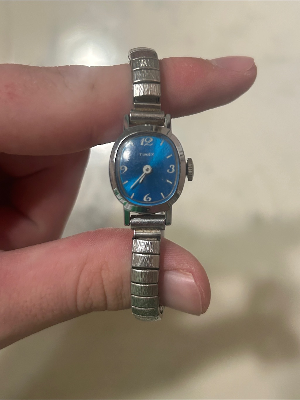 Timex Silver Bracelet Watch With Blue Dial